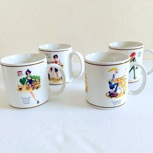 Sakura Spring Cleaning Coffee Mugs Cup Set of 4 Stoneware Humorous Novelty Gifts